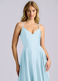 Azazie Truce Bridesmaid Dresses Sky Blue A-Line Stretch Satin Dress image7