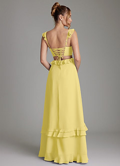 Azazie Malaya Bridesmaid Dresses Canary A-Line Corset Chiffon Dress image2