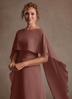 Azazie Marilla Mother of the Bride Dresses Espresso A-Line Pleated Chiffon Dress image8