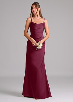 Azazie Lucille Vestidos de damas de honor Vestido de Mora de Satén Elástico de Corte Sirena Convertible con Sin tirantes image7