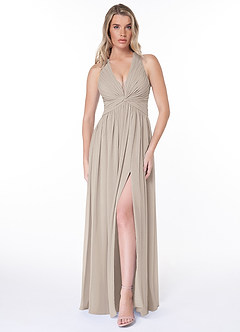 Azazie Jaclyn Abiti da Damigella Abito A-Line in Chiffon Plissettato Gelo image1