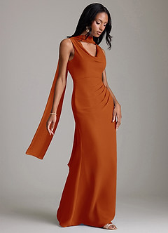 Azazie Linelle Bridesmaid Dresses Paprika Mermaid Pleated Chiffon Dress image8