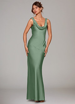Azazie Rylina Bridesmaid Dresses Matcha Mermaid Stretch Satin Dress image3