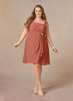 Azazie Olivia Vestidos para mãe da noiva Vestido Argila de Chiffon de Linha A com Plissado image9