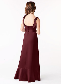 Azazie Barbara Junior Robe Trapèze en Satin extensible Arc Cabernet image3