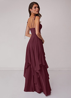 Barbie ♥ Azazie Bridesmaid Dresses Cabernet A-Line Bow Chiffon Dress image2