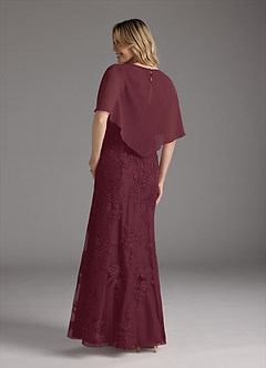 Azazie Whilhelmina Mother of the Bride Dresses Cabernet Mermaid Lace Chiffon Dress image2