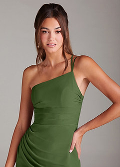 Azazie Eren Bridesmaid Dresses Olive Sheath One Shoulder Chiffon Dress image6