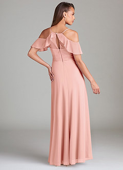 Azazie Dakota Bridesmaid Dresses Rosette A-Line Off the Shoulder Mesh Dress image4