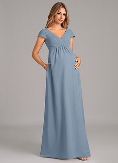 Azazie Allessia Maternity Bridesmaid Dresses A-Line Pleated Chiffon Floor-Length Dress image4