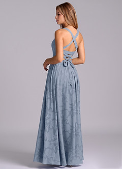 Azazie Francis Abiti da Damigella Abito A-Line in Burnout Floreale Corsetto Blu Polveroso image2