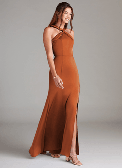 Azazie Rue Brautjungfernkleider A-Linie Plissee Stretch-Satin Kleid Kanel image3