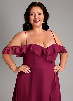 Azazie Lyra Bridesmaid Dresses Burgundy A-Line Chiffon Convertible Dress image17