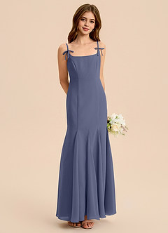 Azazie Evey Junior Vestido de Tormenta de Gasa de Corte Sirena con Plisado image1