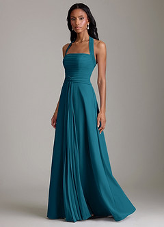 Azazie Clarisa Bridesmaid Dresses Ink Blue A-Line Pleated Chiffon Dress image6