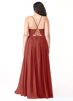 Azazie Aaida Brautjungfernkleider A-Linie Korsett Chiffon Kleid Terrakotta image8