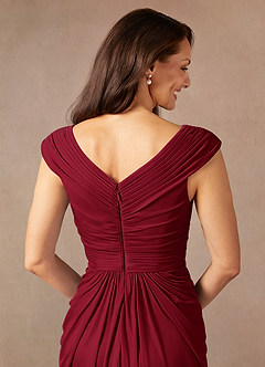 Azazie Lisolette Final Sale Burgundy Sheath Pleated Mesh Dress image8