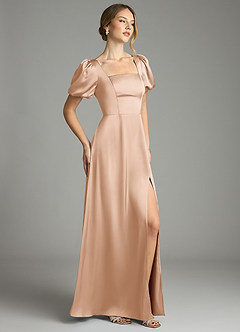 Azazie Fyona Bridesmaid Dresses English Rose A-Line Pleated Stretch Satin Dress image5