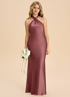 Azazie Chickie Junior Robe Fourreau en Satin extensible Plissée Améthyste image3