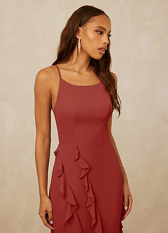 Christian Siriano Bridal for Azazie 1006 Bridesmaid Dresses Terracotta Mermaid Ruched Chiffon Dress image6
