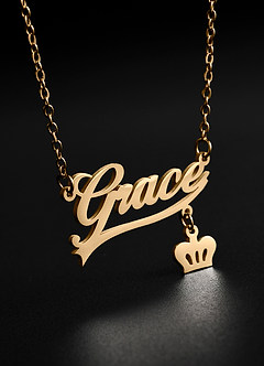 front Custom Name Necklace with Heart