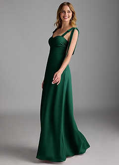 Azazie Lizet Bridesmaid Dresses Emerald A-Line Sweetheart Neckline Chiffon Dress image4