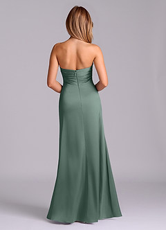 Azazie Sabrine Vente Finale Robe Trapèze en Satin extensible Encolure en Forme de Cœur Black image2