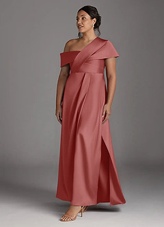Azazie Milton Mère de la mariée Robes Robe Trapèze en Satin extensible Plissée Antique Rose image11