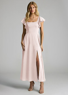 Azazie Bondi Abiti da Damigella Abito A-Line in Raso Elasticizzato Increspato Rosa Rossore image4