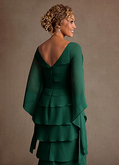 Azazie Arabinda vestidos de madre de la novia Vestido de Esmeralda de Gasa de Corte Recto con Volante image6