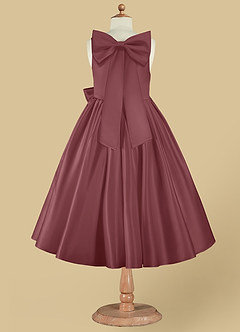 Azazie Bo Peep vestidos de niña de las flores Vestido de Rosa Del Desierto de Satin Mate de Acampanado con Lazo image8