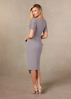 Azazie Eloise Mother of the Bride Dresses Dusk Sheath Pleated Stretch Crepe Dress image6