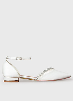 front Satin Crystal Strap Flats