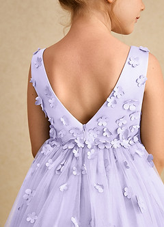 Azazie Lana Flower Girl Dresses Lilac A-Line Sleeveless Matte Satin Dress image7