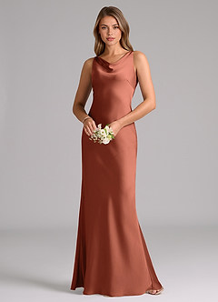 Azazie Allettie Brautjungfernkleider Meerjungfrau-Linie Stretch-Satin Kleid Lehm image3