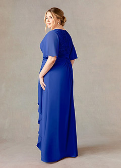 Azazie Carson Mother of the Bride Dresses Royal Blue A-Line V-Neck Lace Chiffon Dress image9