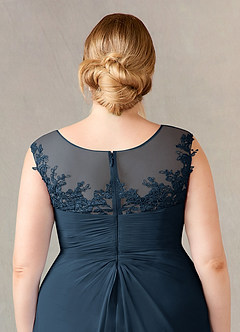 Azazie Endora Final Sale Dark Navy A-Line Scoop Lace Chiffon Dress image11