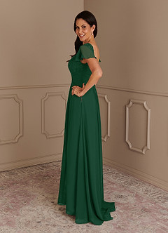 Azazie Gwenyth Kleider für die Brautmutter A-Linie Spitze Chiffon Kleid Dunkelgrün image5