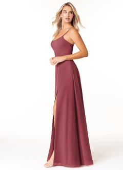 Azazie Moira Bridesmaid Dresses Merlot A-Line Scoop Chiffon Dress image2