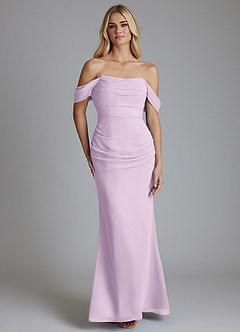 Azazie Luiza Brudtärnklänningar Klä av Sjöjungfru i Chiffong Av axeln Frostad Lila image5