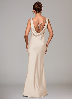 Azazie Rylina Bridesmaid Dresses White Alabaster Mermaid Stretch Satin Dress image5