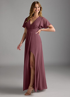 Azazie Zaniah Bridesmaid Dresses Sangria A-Line Chiffon Dress image5