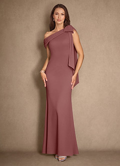 Azazie Myers Mother of the Bride Dresses Desert Rose Mermaid Pleated Stretch Crepe Dress image1
