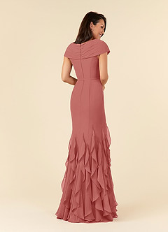 Azazie Bailora Venta Final Vestido de Agave de Gasa de Corte Sirena con Volante image3