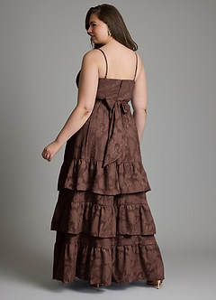 Azazie Nathalia Vestidos de madrinha de casamento Vestido Ganache de Esgotamento Floral de Linha A com Laço image15