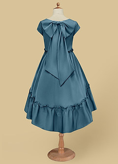 Azazie Lee Final Sale Bermuda A-Line Bow Stretch Satin Dress image7