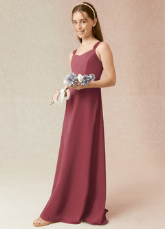 Azazie Denice Junior Merlot A-Line Chiffon Dress image5