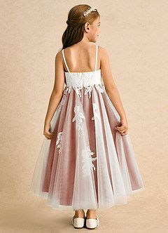 Azazie Coraline Sukienki dla dziewczynek sypiących kwiaty Linia A Koronka Sznurówka Długość kostki Sukienka image2