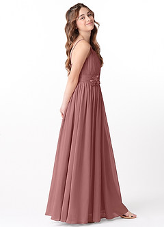 Azazie Astrid Junior Desert Rose A-Line Floral Chiffon Dress image5