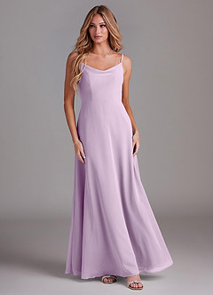 Azazie Daenerys Bridesmaid Dresses Frosted Lilac A-Line Cowl Chiffon Dress image3